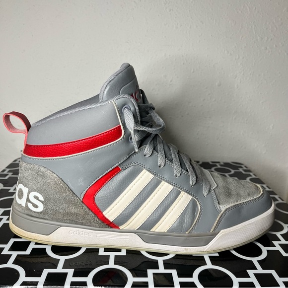 Adidas Neo Raleigh Gray/Red Sneakers w/Suede Upper & Padded Collar—Men's Size 13 - Picture 3 of 10
